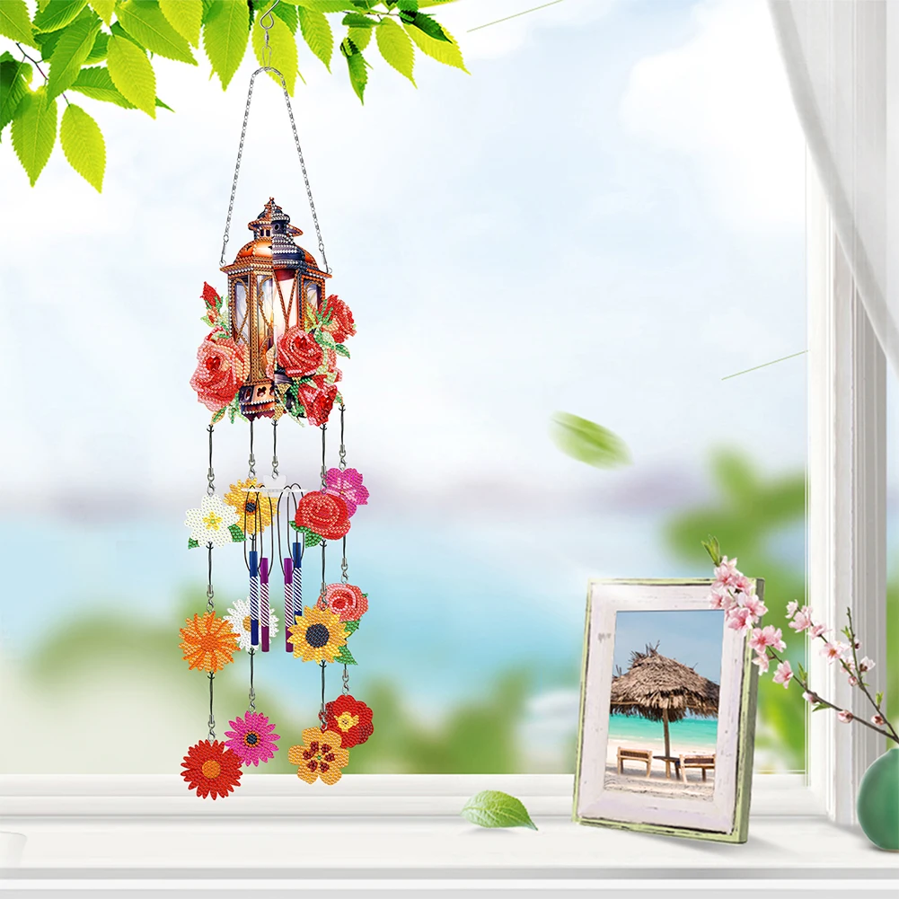 DIY Butterfly Diamond Art Sun Catchers Double Side Wind Chime Diamond Painting Dots Pendant Bird for Garden Window Decor