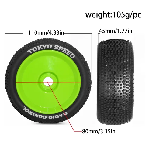 バギーオフロードホイール,17mm六角ハブ,110x45mm, 4個,arrma typhon talion redcat teamlosi用