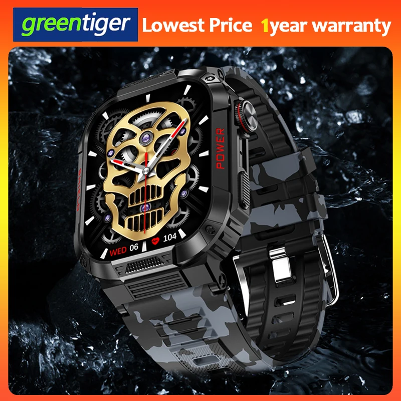 

New Smart Watch 2.02'' IP68 Waterproof Bluetooth Call Voice Assistant Heart Rate Fitness Tracker Sports Men Clock Birthday Gifts