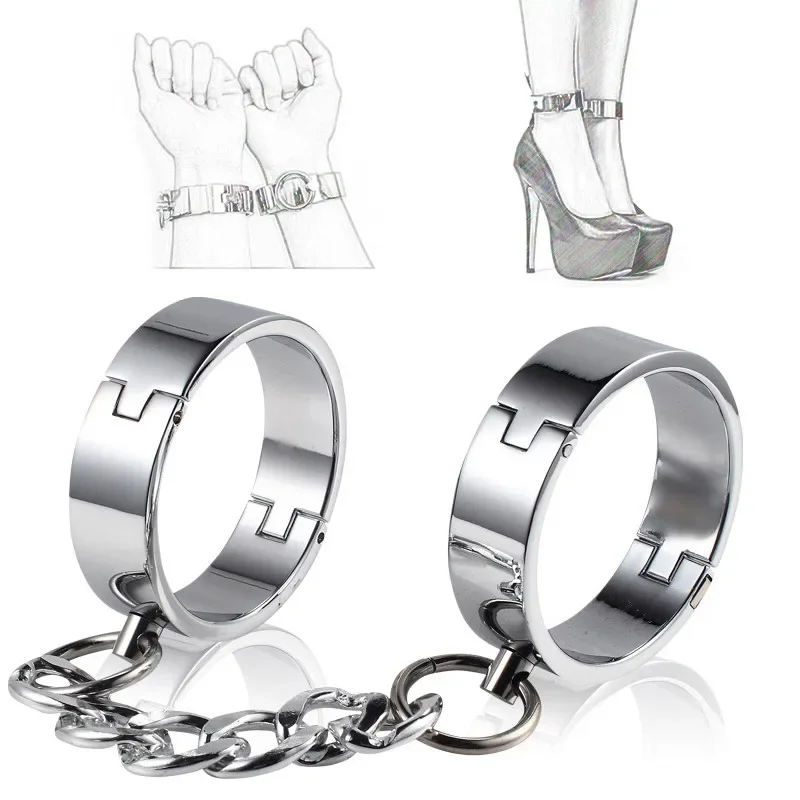 Metal Handcuffs Ankle Cuff Bondage Bracelet Restraints BDSM Footcuffs Intimate Adult Game Sex Toys for Couples Sexshop