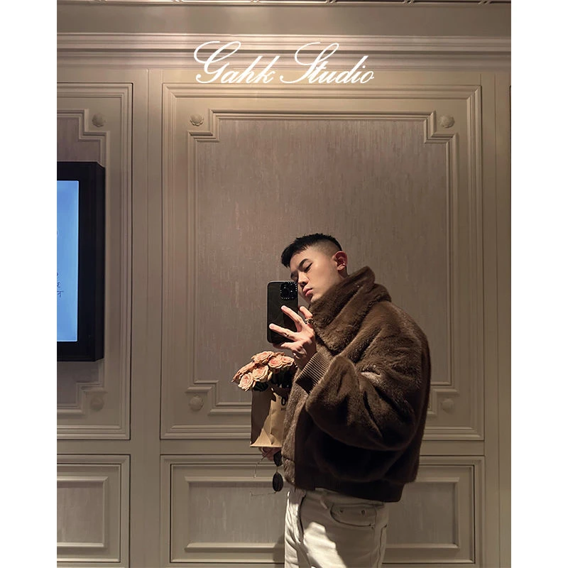 Men\'s Wear Imitation mink Warm Short Fleece Coat Fur Jacket New Fashion 2024 Autumn Winter Trendy Simple Clothing Male Top