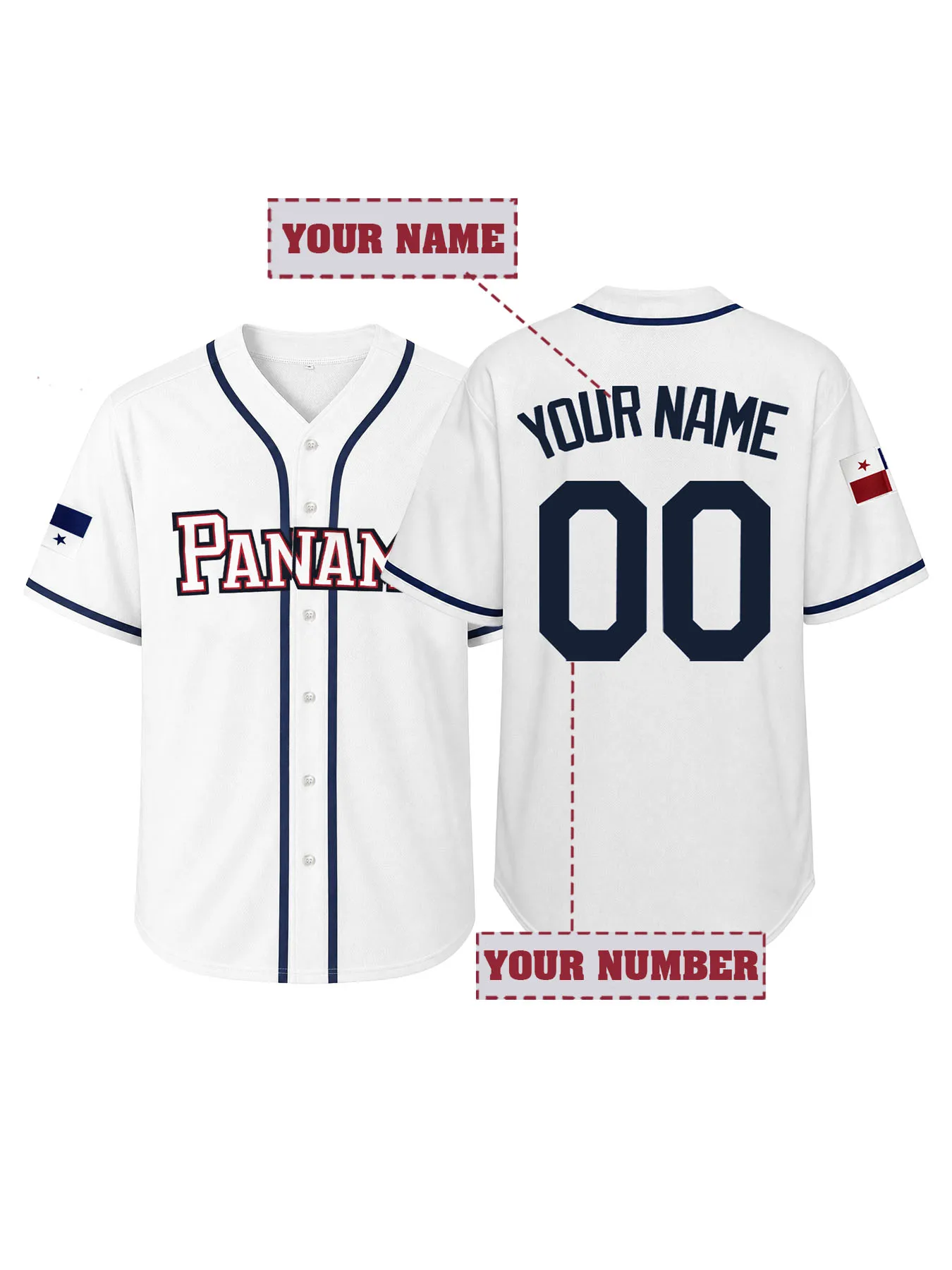 Custom Stitched Panama Baseball Jersey Personalized Name Number Panama Flag Button Down Short Sleeve Casual Sports Fan Shirt