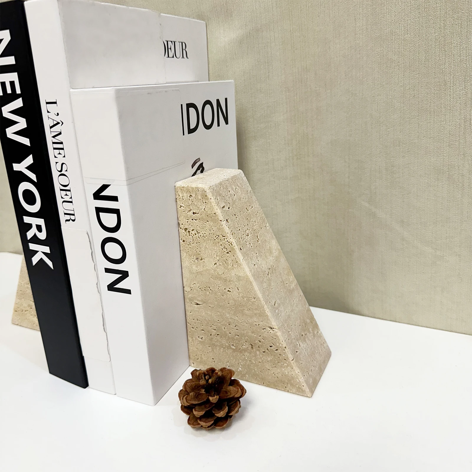 1 Piece Stylish Natural Marble Stone Bookends Modern Decorative Desk Accessories for Home  Living Room, Office & Bookshelf