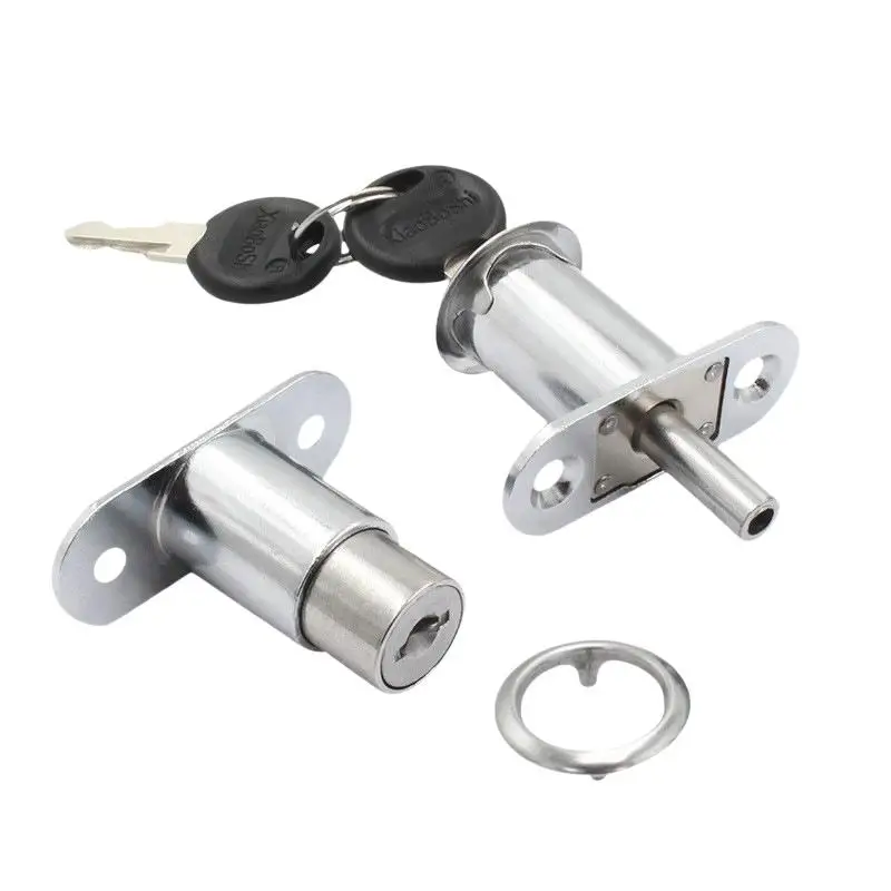 1Pcs Press Type Sliding Door Plunger Lock, Zinc Alloy Cabinet Drawer Wardrobe Safety Lock