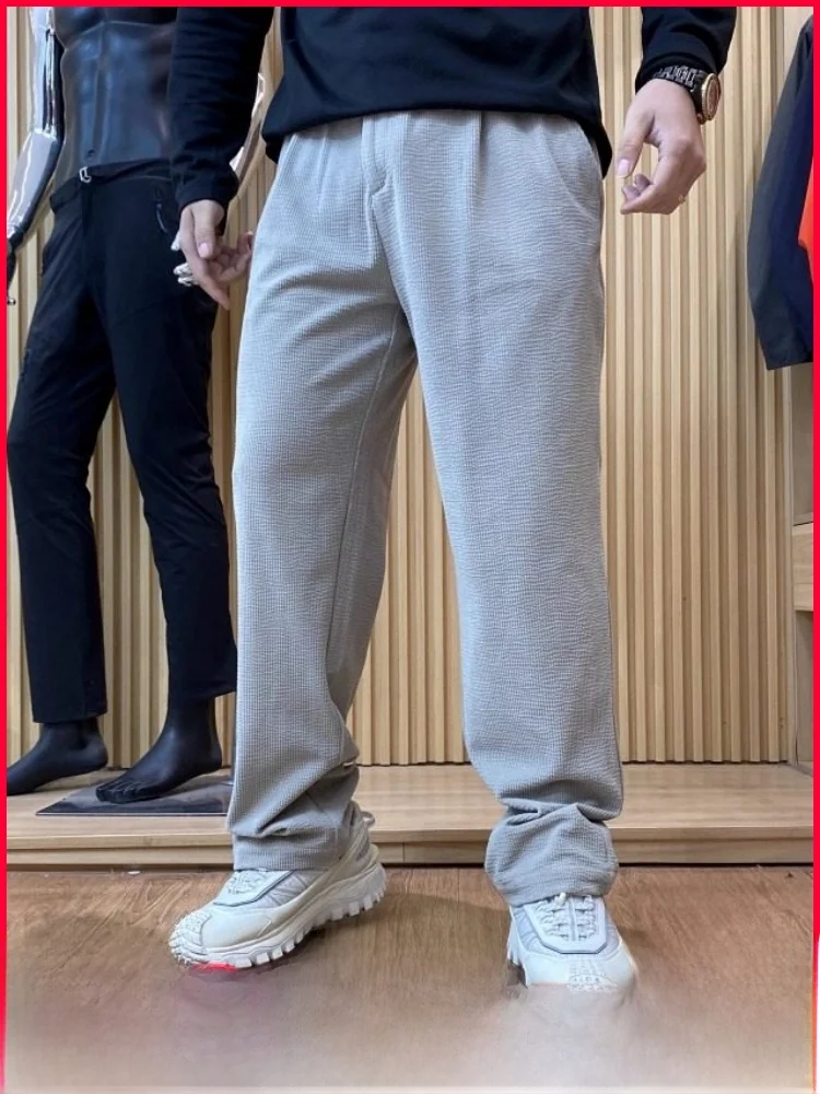 

Повседневные мужские вельветовые прямые брюки, свободный крой, осень-зима, модные городские теплые удобные брюки на плоской подошве спереди