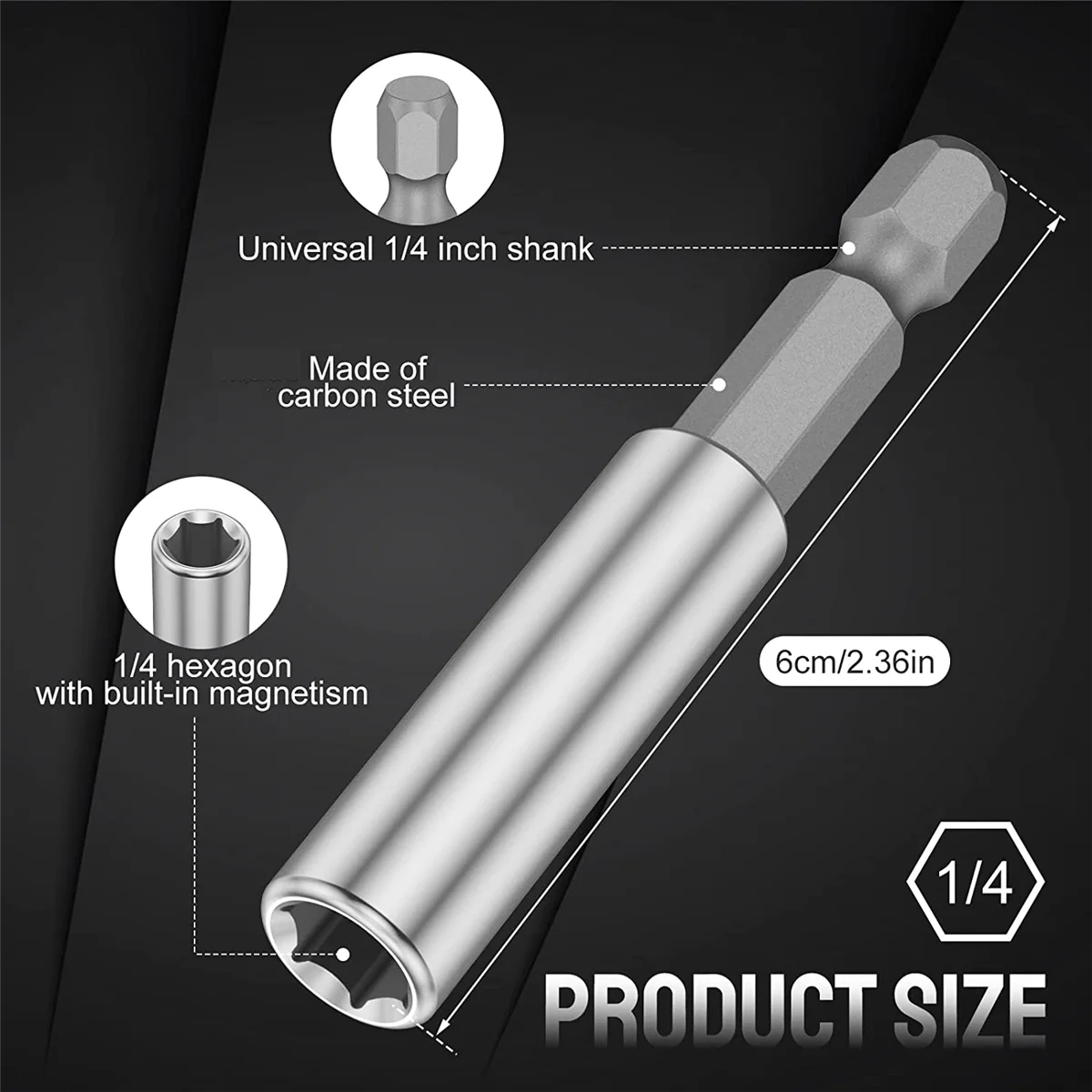 المغناطيسي تمديد المقبس مثقاب ، 1/4 "عرافة الإفراج السريع ، بت موسع محول ، 20 قطعة
