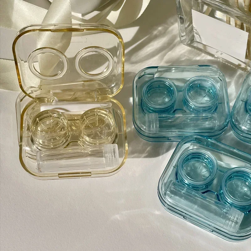 

Blue Transparent Contact Lens Case Beauty Pupil Contact Lense Travel Contact Lenses Containers Box 2Colors New Vintage Wholesale