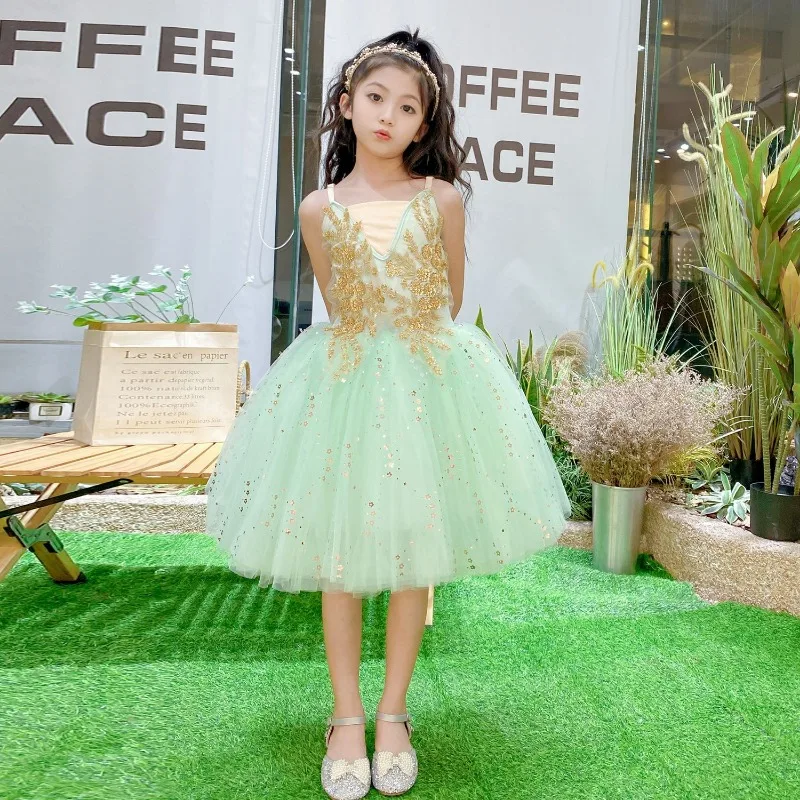 Kids Adult Ballerina Ballet TUTU Sequined Dancing Long Dress Children Swan Lake Dance Costumes Skirt Ballet Outfit for Girls