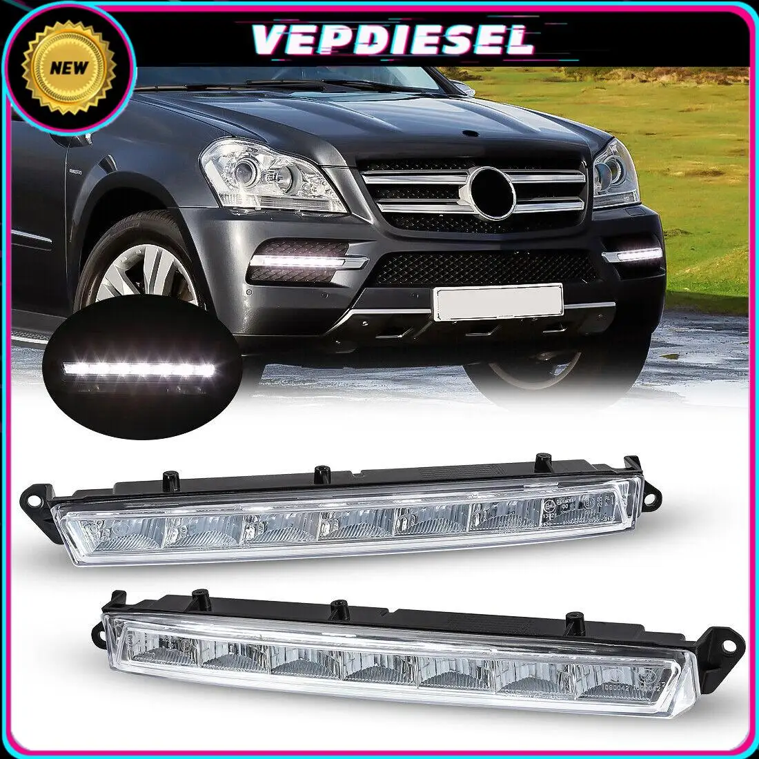 

A1649060351 A1649060451 2pcs LED DRL Daytime Running Light For Mercedes Benz X166 X164 GL350 GL500 GL550 1649060351 1649060451