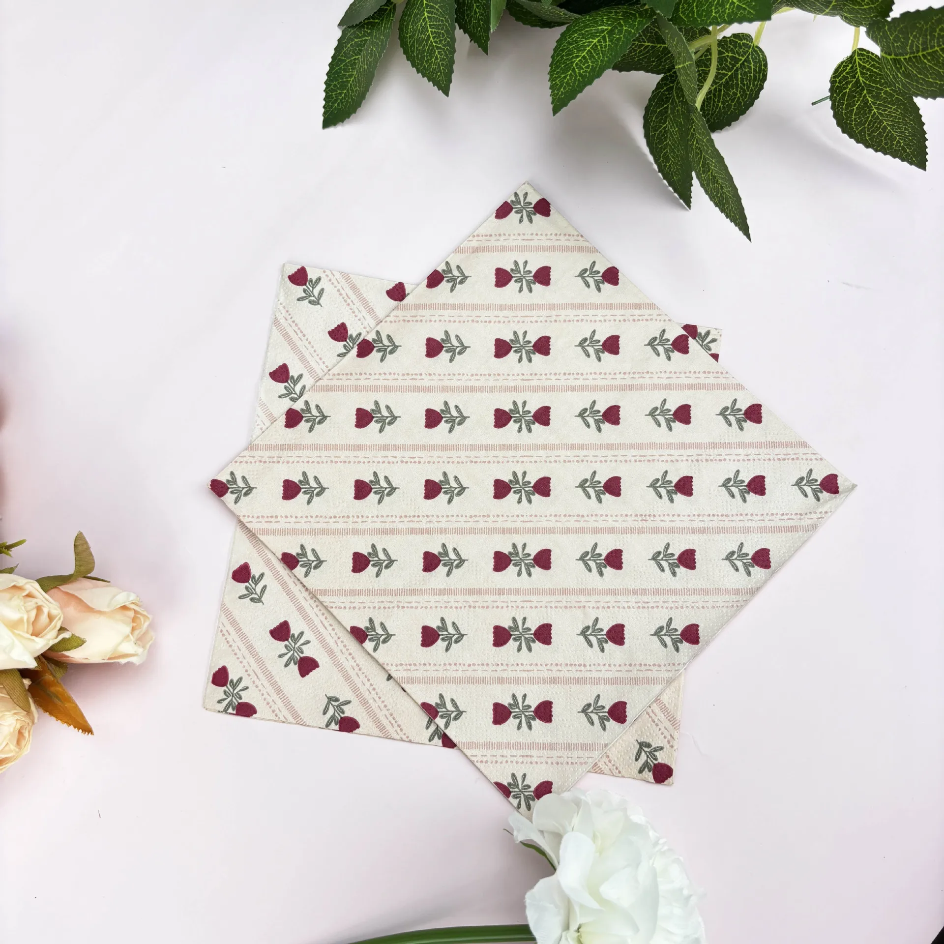 20pcs 33cm 2-Ply I Love You Rose Printed Napkins Wedding Proposal Colorful Paper Cup Flower Folding DIY Decoupage Paper