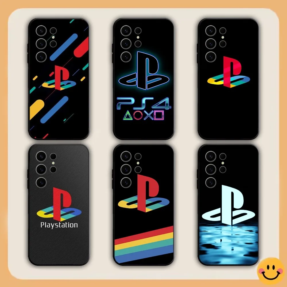 P-Play S-Station logo Phone Case For Samsung S21,S22,S23,S24,S30,Ultra,S20,S30,Plus,S21 Fe,Note20 5G black Cover