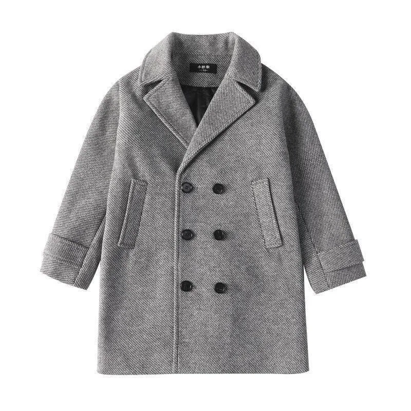 Boys Woolen Coat Overcoat Jacket Windbreak 2024 Hots Warm Plus Thicken Autumn Winter Cotton School Children\'s Clothing