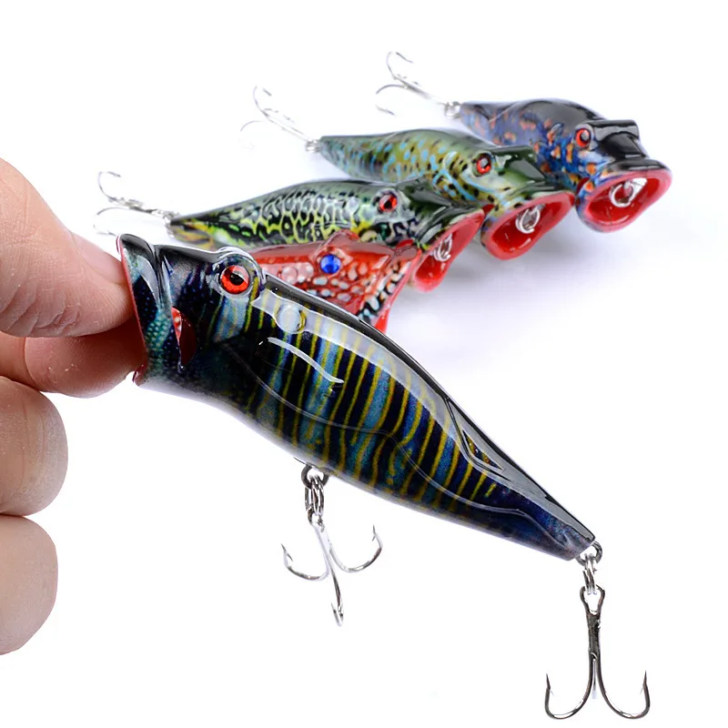 

Topwater Popper Fishing Lure 8cm 12.4g Painted Series Hard Plastic Bait Lifelike Artificial Bait for Bass Pike Fresh Salt Water