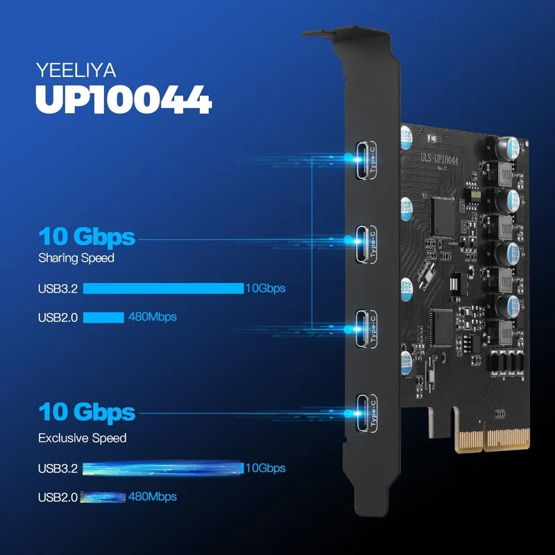 Effortlessly Connect USB Type C Devices to Your Desktop with PCIe X4 to 4 Port USB3.2 Gen2 Type C Converter Card