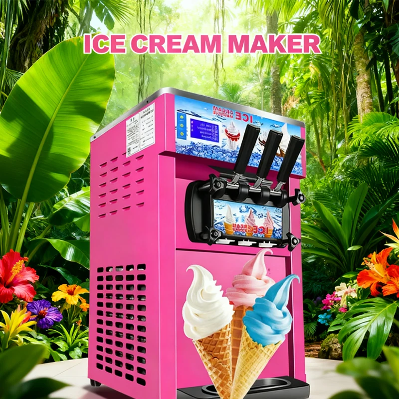

Stainless Steel Ice Cream Machine Commercial Ice Cream Machine for Sale With Three Flavors Summer