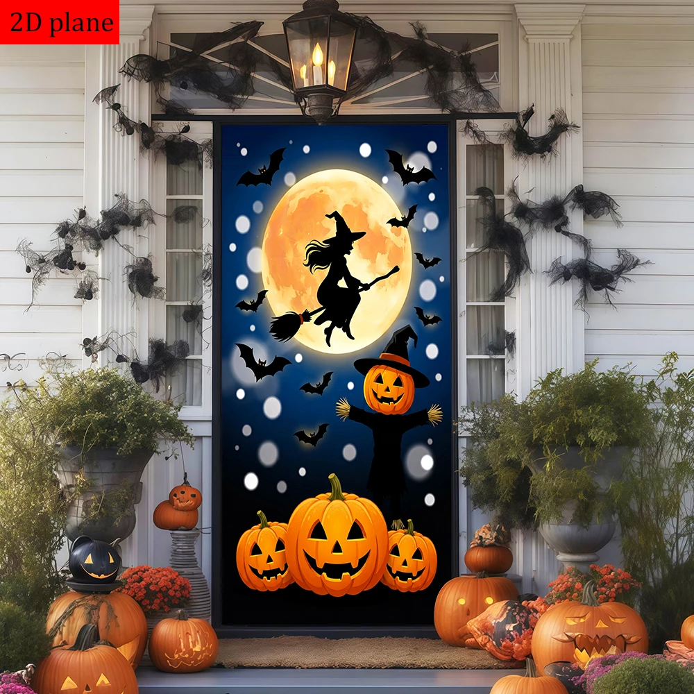 decoracao-de-halloween-para-porta-com-vassoura-de-bruxa-abobora-lanterna-espantalho-morcego-e-lua-cheia-com-faixa-elastica-de-alta-elasticidade