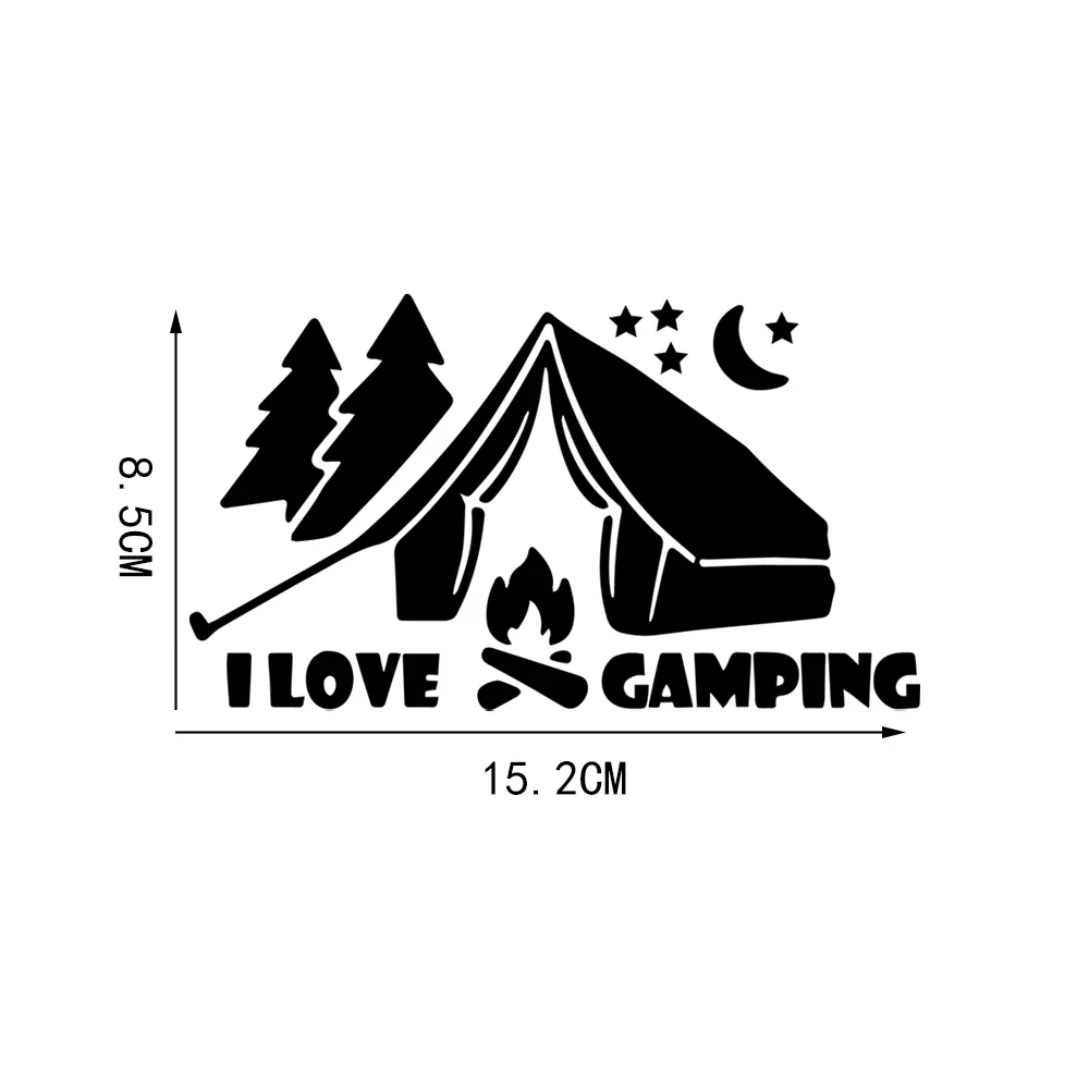 I Love Camping Tent Car Stickers 15.2*8.5cm Waterproof Vinyl Decals Body Windows Decor Accessories