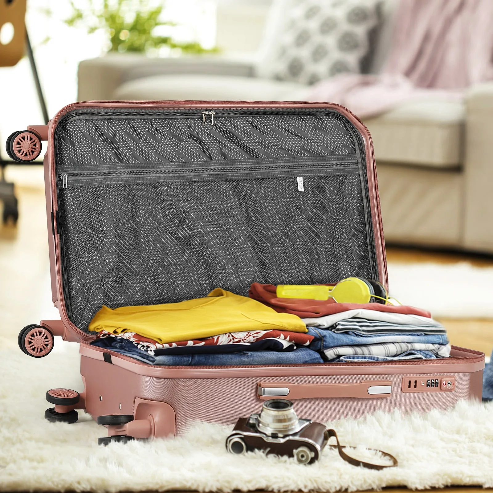 3PCS Luggage Set with Silent Spinner Wheel ABS+PC Lightweight TSA Lock 20''/24''/28'' Family Travel Suitcase Set