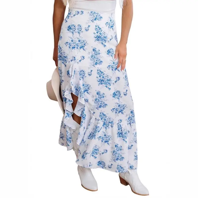 N Sle Floral Impressão Assimétrica Ele f Saia Primavera Verão Nova Chegada Faionable Saia Feminina