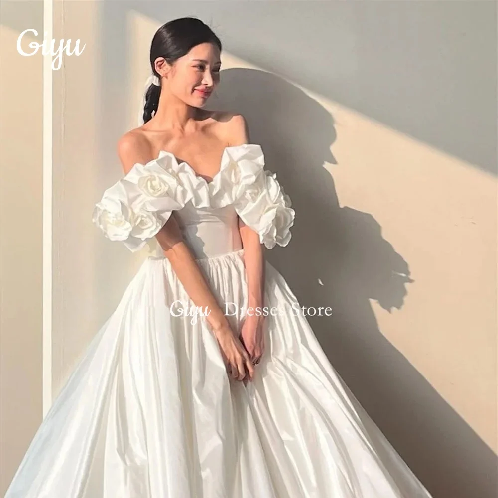 Giyu-vestidos de novia cortos de encaje con tren desmontable, Mini vestidos de novia Vintage con tirantes y lazo, 2024