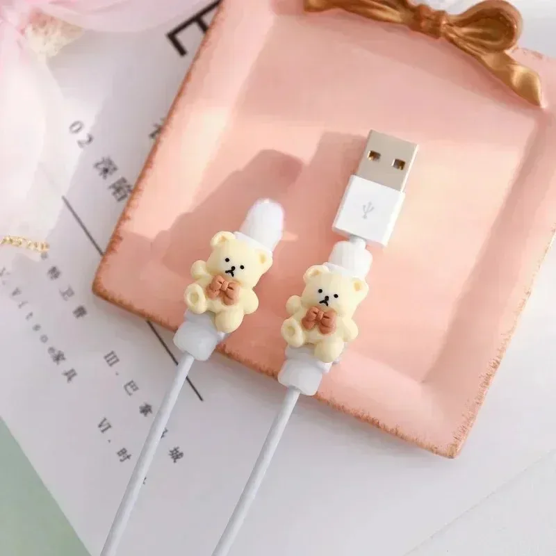 1/3 pairs Cartoon Animal Cable Protector Usb Line Earphone Cable Protector Charger Cartoon Bite Data Line Protectors Organizer