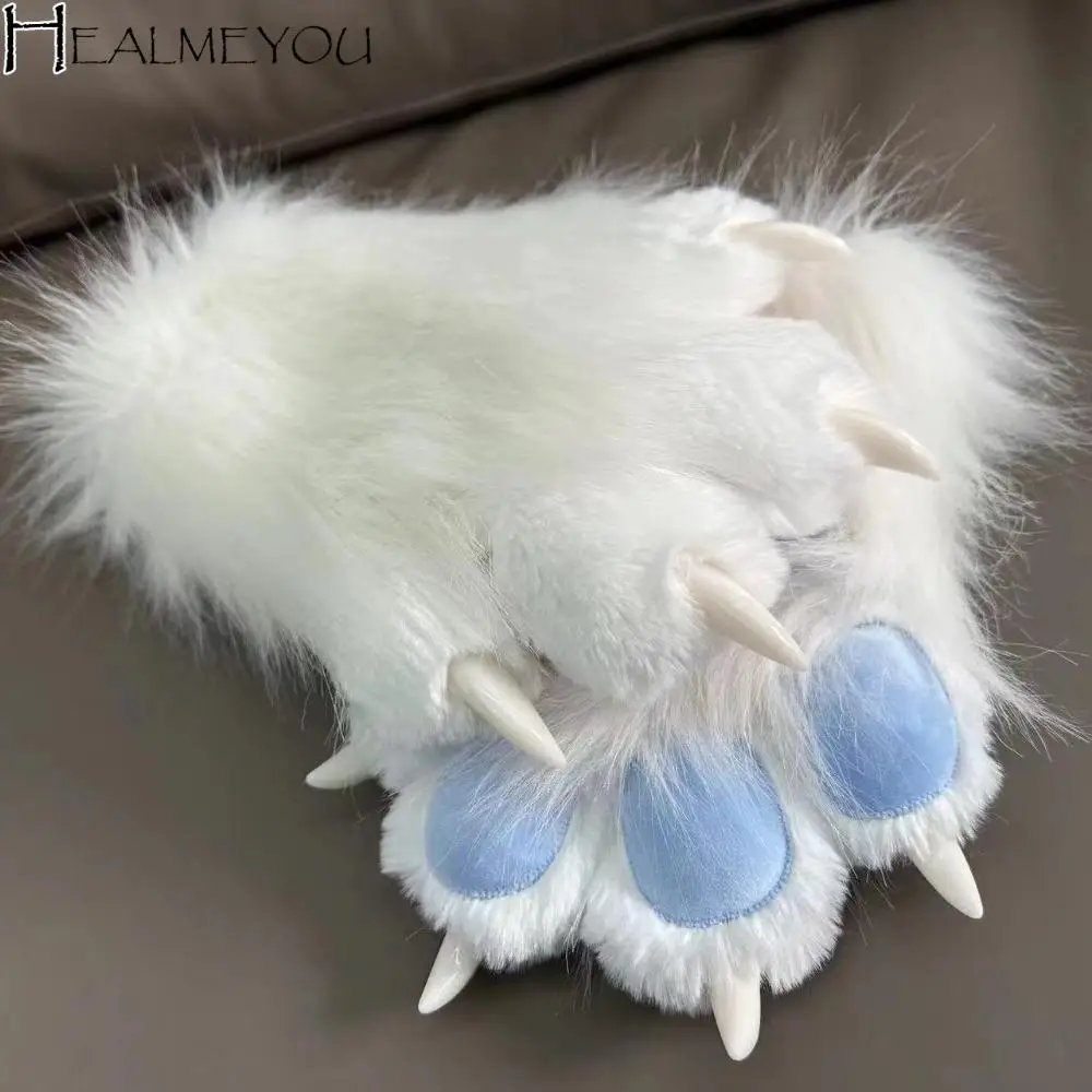 

Kawaii Cartoon Cosplay Costume Gloves Squeaky Kig Furry Plush Cat Paw Gloves Thicken Fursuit Kigurumi Cosplay Props Party