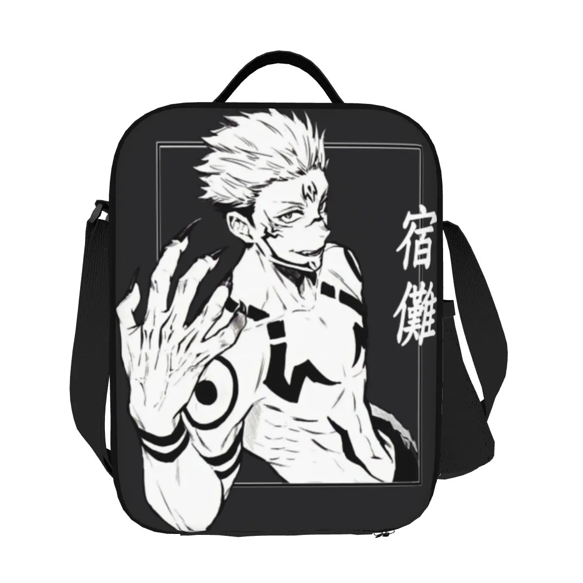 Custom Cool Anime Sukuna Jujutsu Kaisen Lunch Bag Women Warm Cooler Insulated Lunch Box per la scuola dei bambini