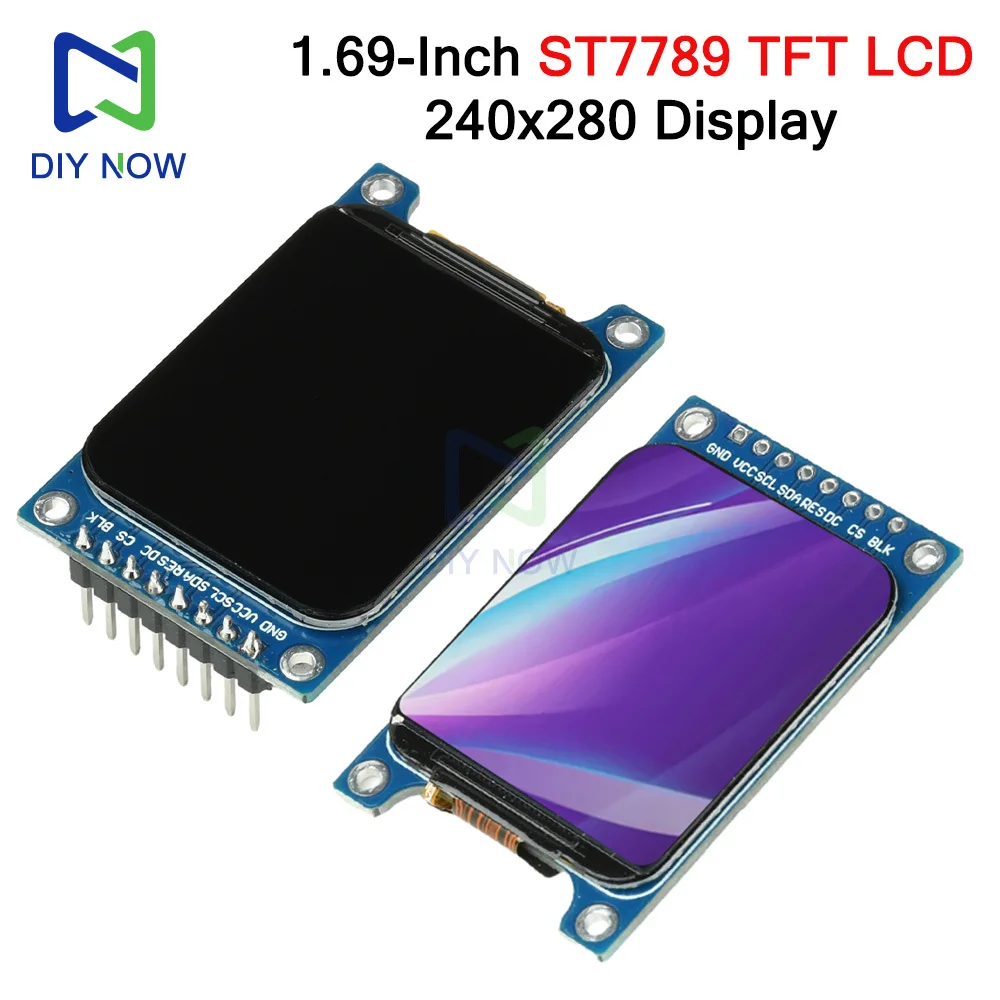 1.69 بوصة ST7789 TFT وحدة شاشة LCD زوايا مستديرة 240x280 دقة SPI واجهة 8 دبوس وحدة عرض ألوان اللوحة الزرقاء #1