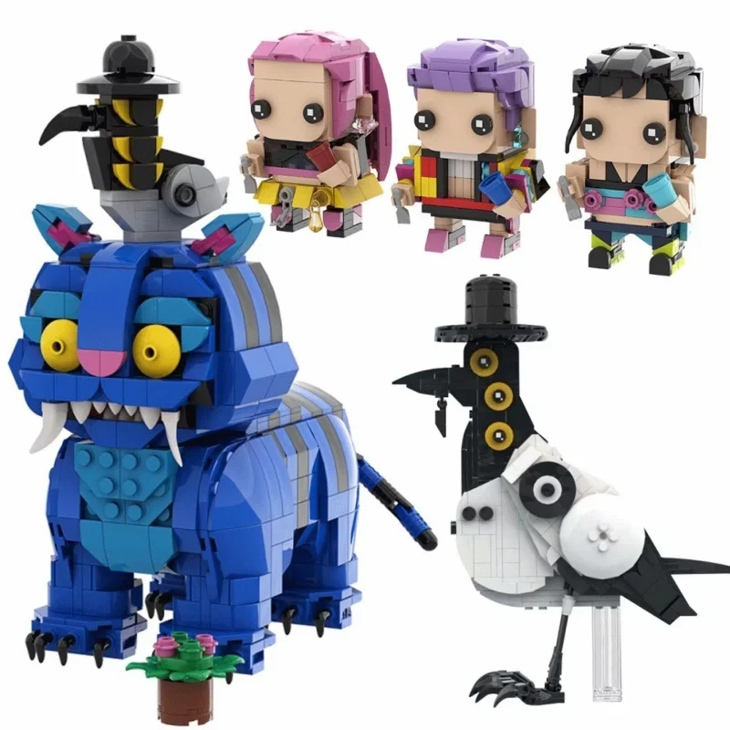 

New Kpop Demon Hunters Anime Peripheral Building Blocks Rumi Mirai Zoey Cute Desktop Decoration Collectibles Friends Gifts
