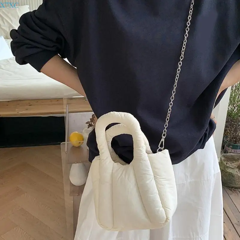 

X7XC Fashion Casual Handbag Nylon Shoulder Bag Puffer Crossbody Bags Trendy Satchel for Everyday Use