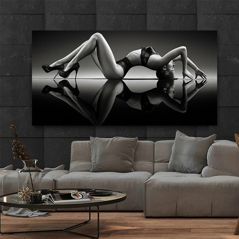 

Modern Black and White Sexy Bikini Beauty Canvas Poster and Print Wall Art Picture Painting for Room Home Decoration Cuadros