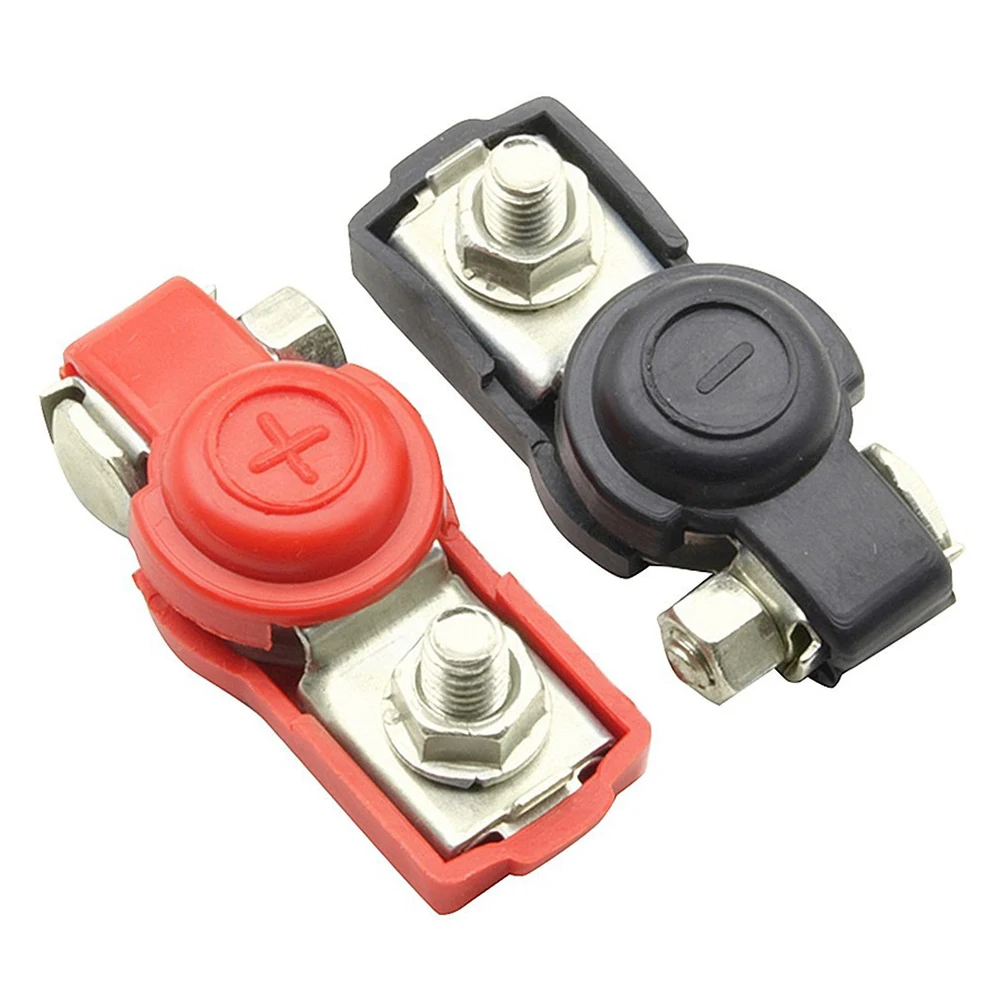 2pcs Car Battery Terminal Connector Positive Negative Wire Post Clamp Auto Battery Cable Terminal Top Post Clamp Accessories