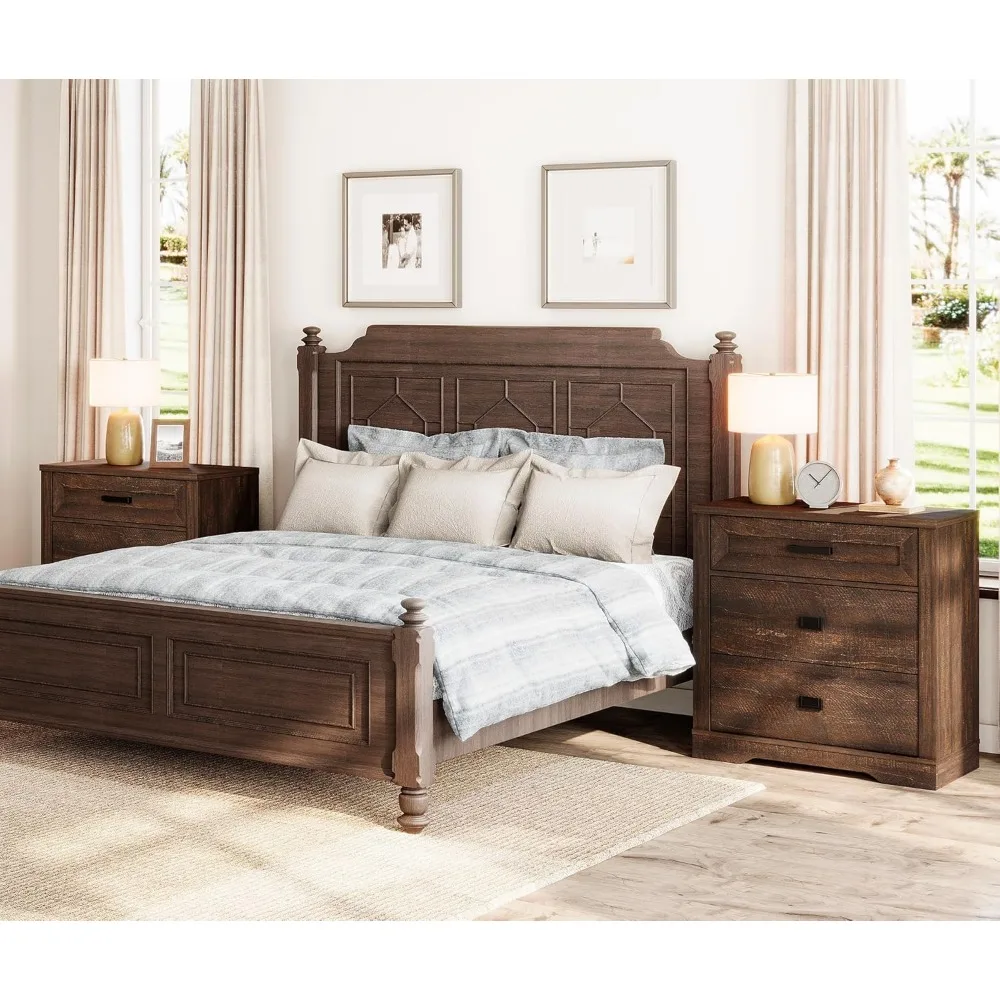 منضدة مزرعة حديثة كبيرة بعرض 31.5 بوصة مع أدراج كبيرة الحجم لغرفة النوم، طاولة بجانب السرير بطول 32 بوصة