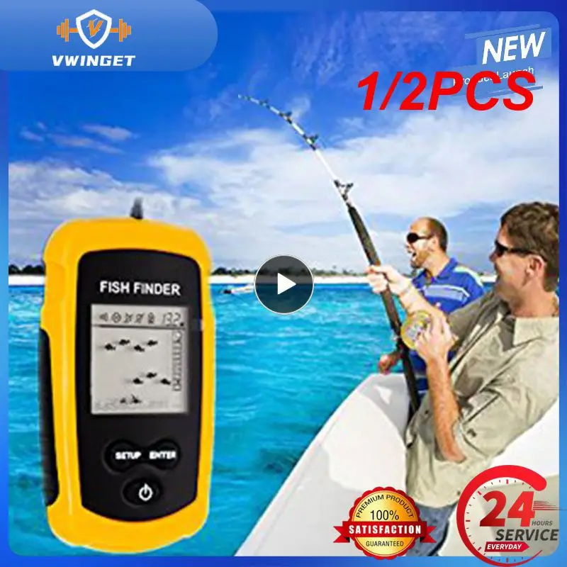 1/2PCS Portable Fish Finder Ice Fishing Sonar Sounder Alarm Rechargeble Transducer Fish Finder 0.7-100m Fishing Echo Sounder