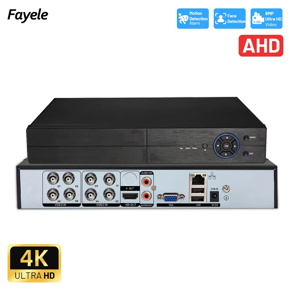 8CH 4K 8MN DVR AHD CVI TVI CVBS 4in1 8MP HD Analog Digital Video Recorder Closed CCTV Security Camera System UTC BNC Coaxial PTZ