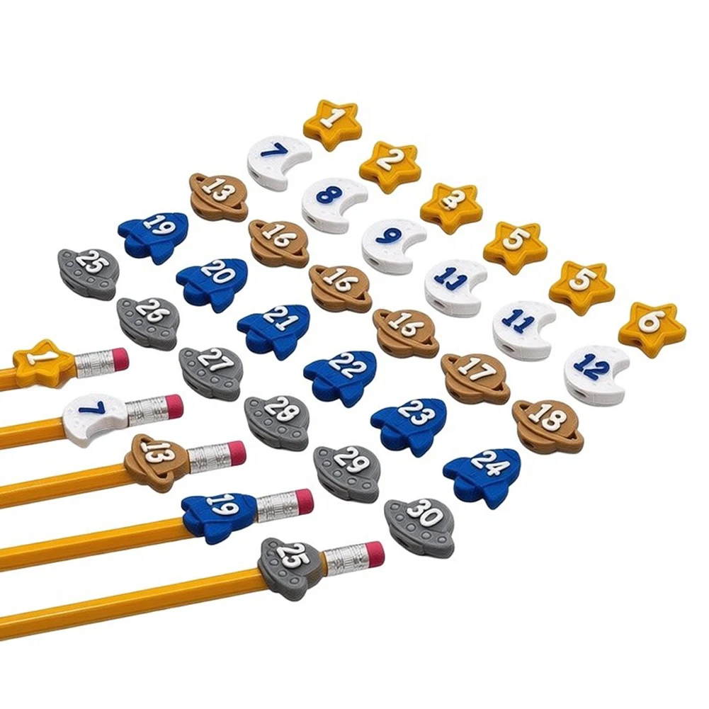Classroom Pencil Labels Pencil Identification System 1-30 Reusable Silicone for Organizing Pencils in School Classrooms