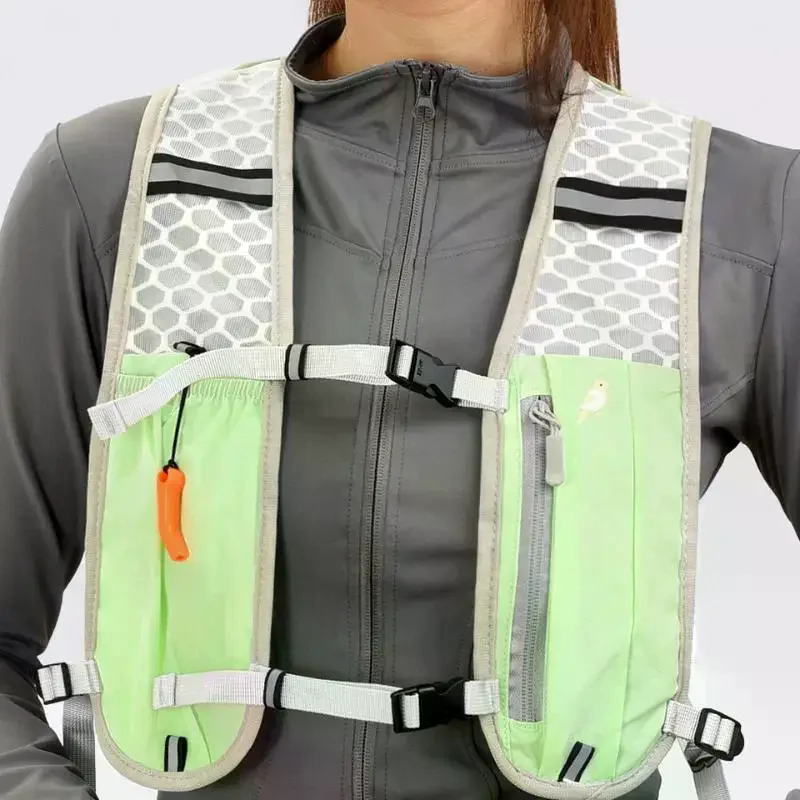 자전거 타기 및 달리기용 가벼운 반사형 수분 보충 조끼, 휴대폰 수납 포켓 포함