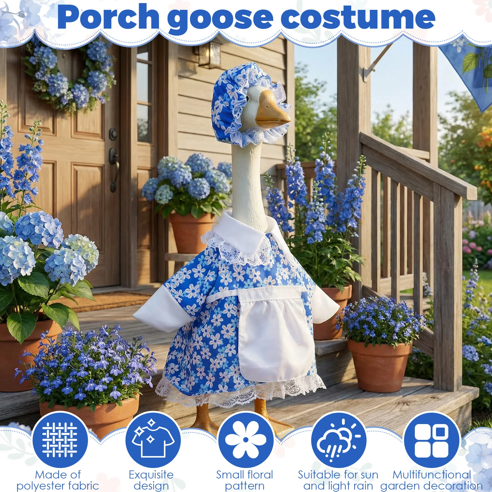 2Pcs Porch Goose Outfit Set Garden Goose Clothing Set with Hat Outdoor Lawn Garden Decoration for 23