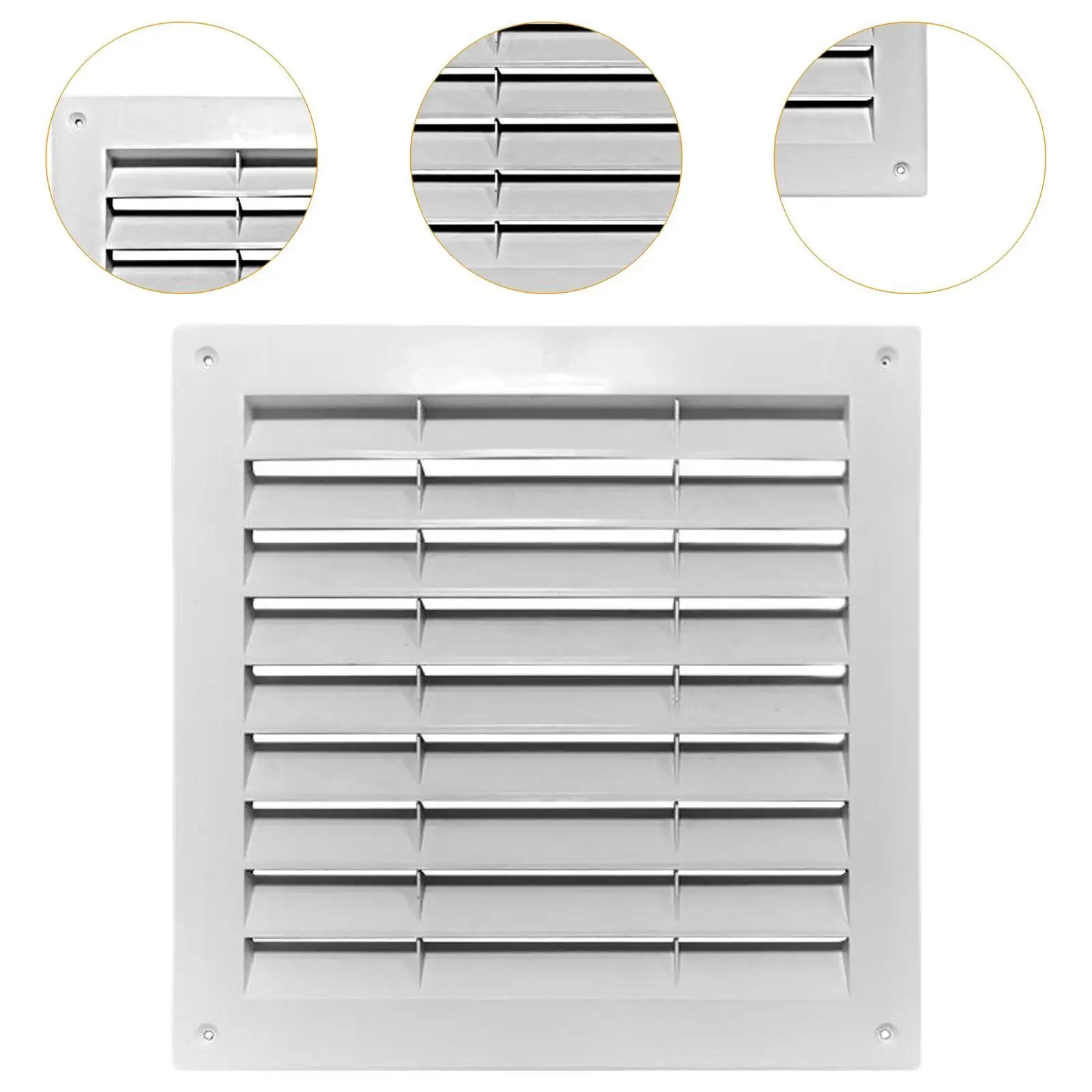 White Ventilation Grille Square Louver Air Vent Cover Durable Plastic Return Register for Bathroom Kitchen