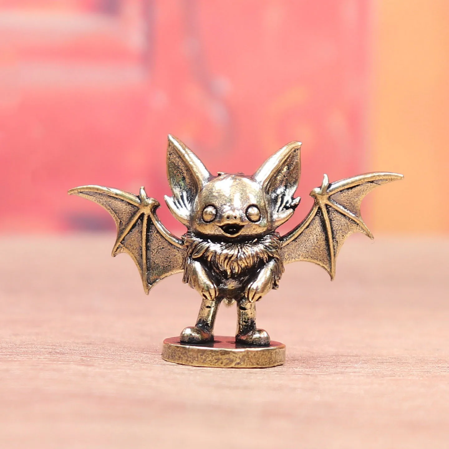 Cute Standing Bat Miniatures Figurines Brass Animal Small Statue Desktop Ornaments Vintage Home Decorations Crafts Accessories