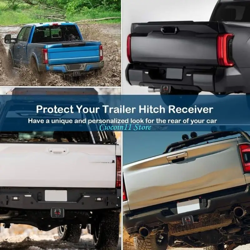 Y1UB Dustproof Hitch Cover Fits 2in Receivers Universal Trailer Anti Theft Hitch Cover Easy Installation Trailer Accessory