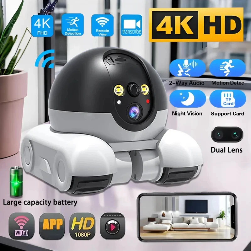 

6 МП 4K IP-камера с двумя объективами, Wi-Fi 5G, умная домашняя камера с автослежением, беспроводная камера видеонаблюдения, детектор движения, радионяня