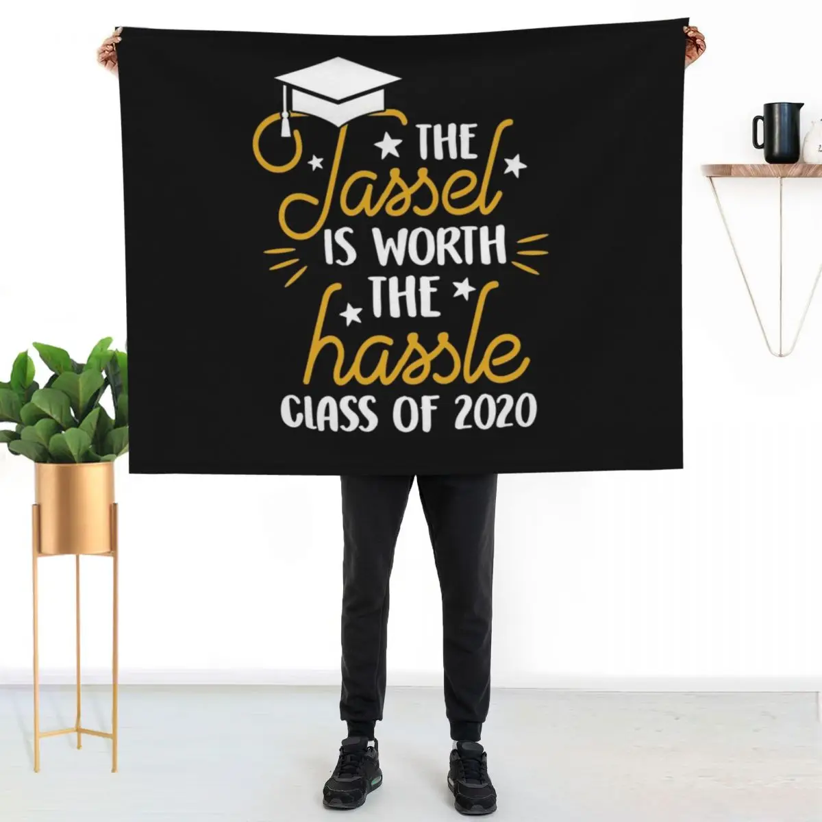 The Tassel Is Worth The Hassle Class Of 2020 Graduation Senior Grad Gift Throw Blanket Beach decorative Heavy for sofa Blankets