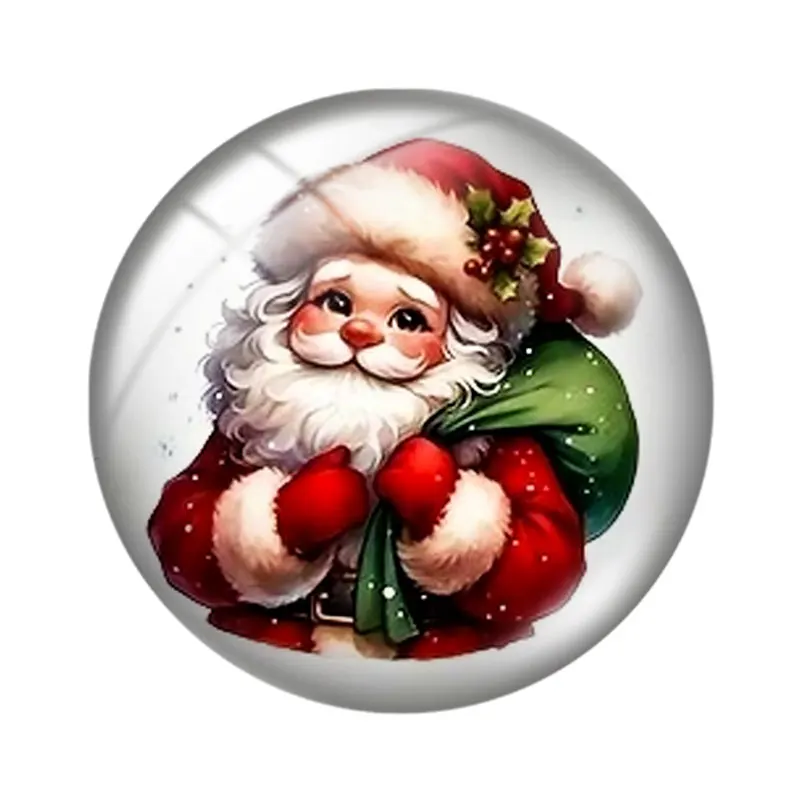 Watercolor Christmas Elements 12/18/20/25mm Glass Cabochon Bracelet Pendant Rings for Jewelry Demo Earrings Back Making Findings - view 2