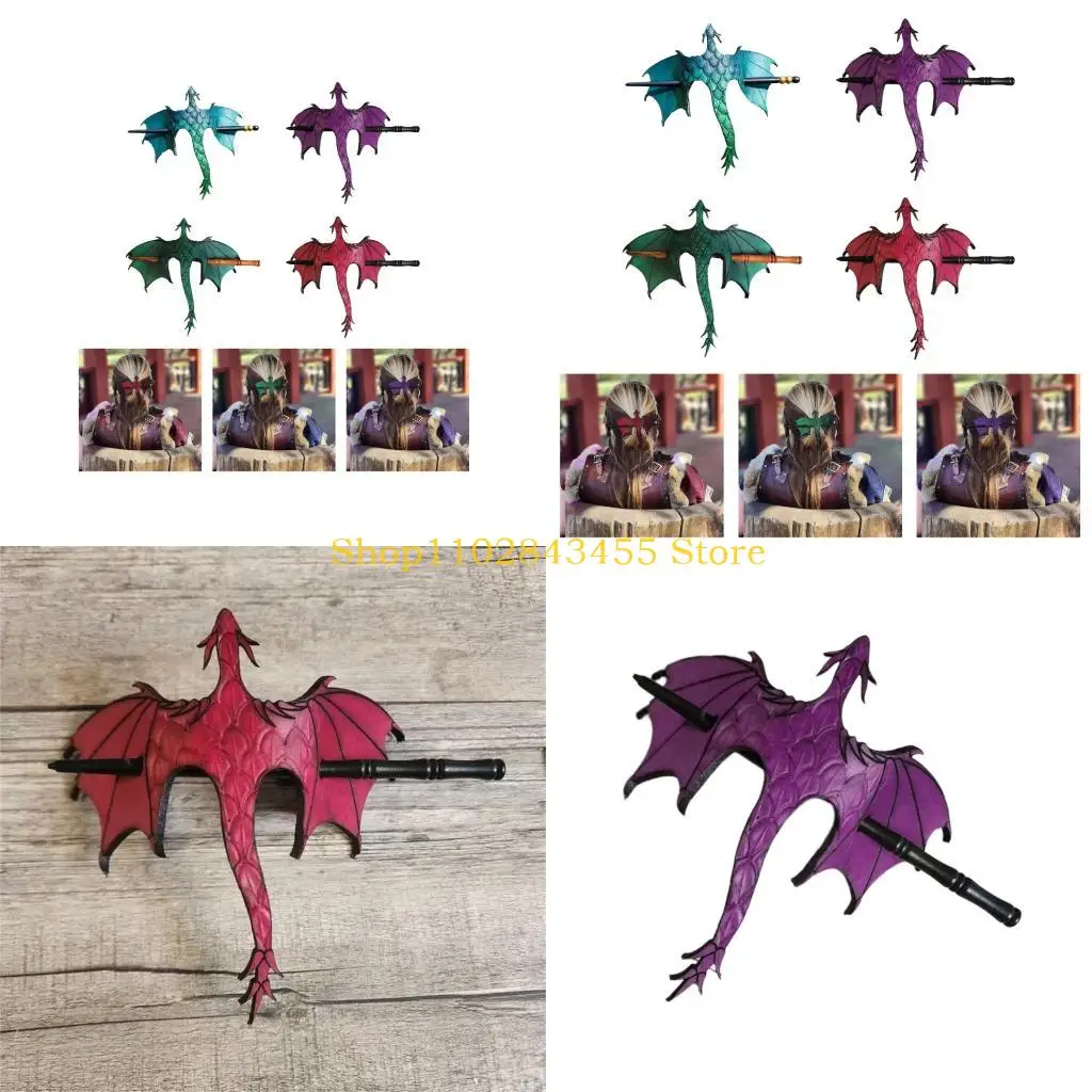 49MC Dragon Hair Fantasy Hair Accessory Wooden Hair Pin for Medieval Fair Cosplay Buns and Costume Wear Looks