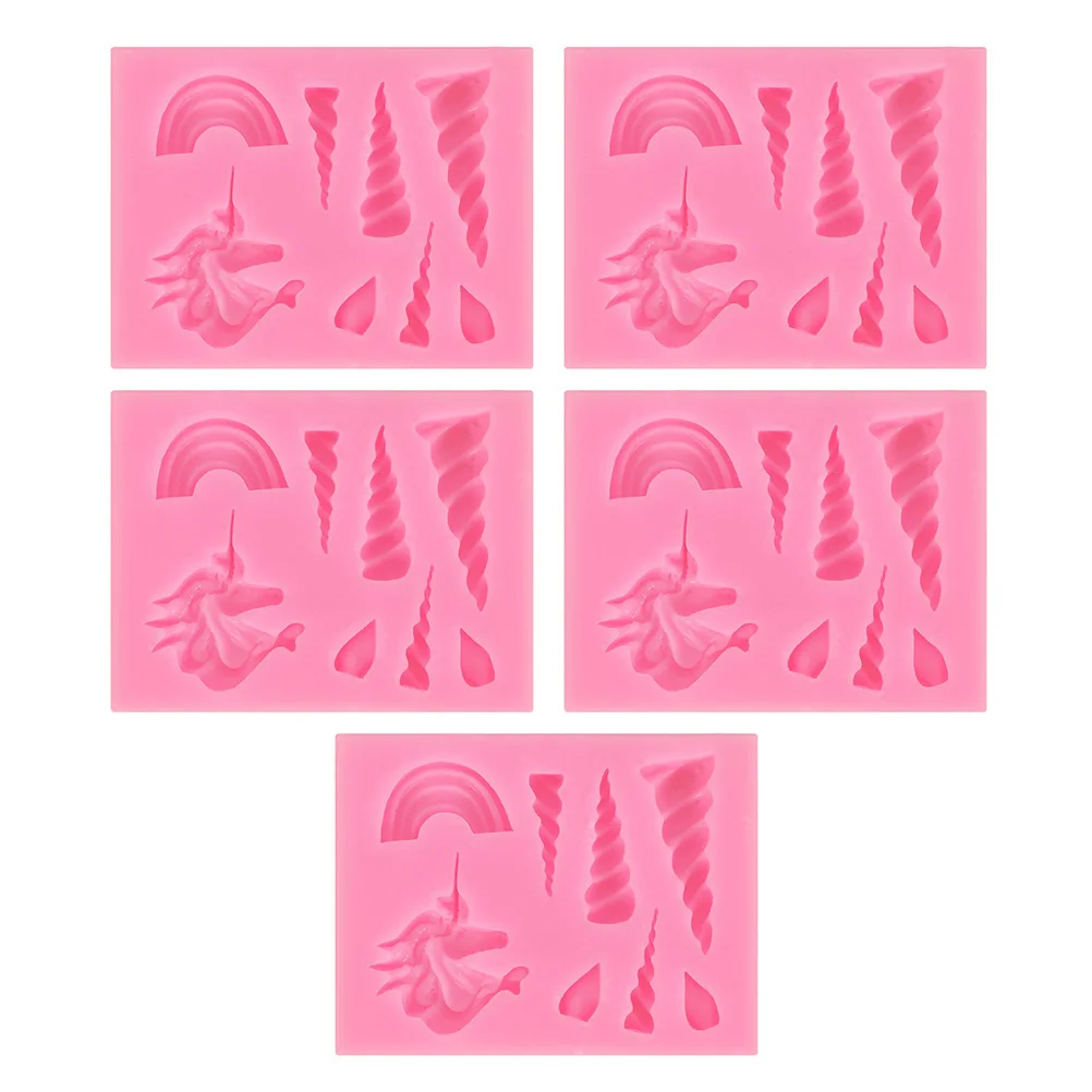 

5Pcs Silicone Fondant Cake Mold Unicorn Shape Flexible Silicone Mold for Chocolate Cake Decoration DIY
