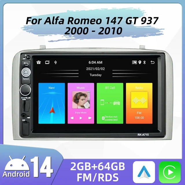 2 Din Android Car Stereo Screen dla Alfa Romeo 147 2000 - 2010 7-calowy odtwarzacz multimedialny GPS Aotoradio Carplay Auto