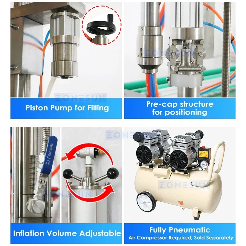 Zonesun Aerosol Inblikken Systeem Aerosol Kan Vulmachine Aerosol Verpakkingsmachine Spray Kan Vulmachine ZS-QW1600L