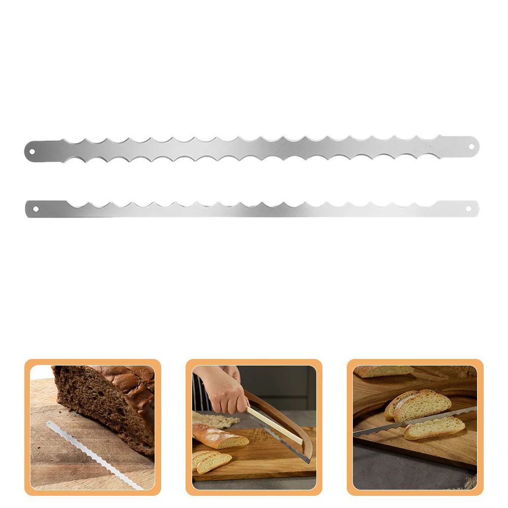 

2Pcs Bread Bow Knife Blades Stainless Steel Replacement Serrated Blades for Wooden Bow Knife Manual Sourdough Bread Slicer