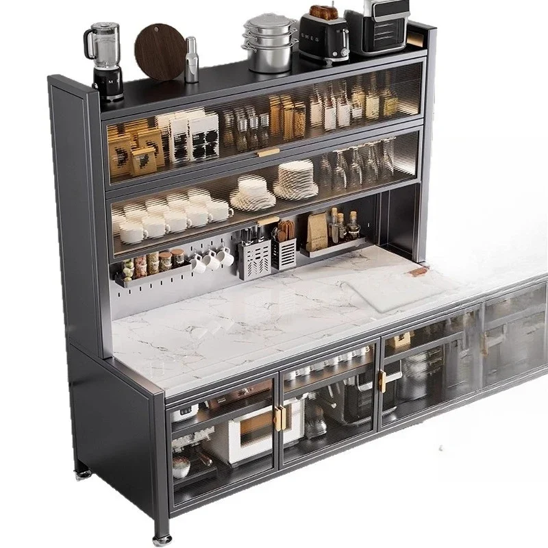 Kitchen shelves, floor to  ceiling multi  layer microwave, bowl storage, side lockers